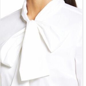 Halogen x Nordstrom Tie Neck Bow Blouse White